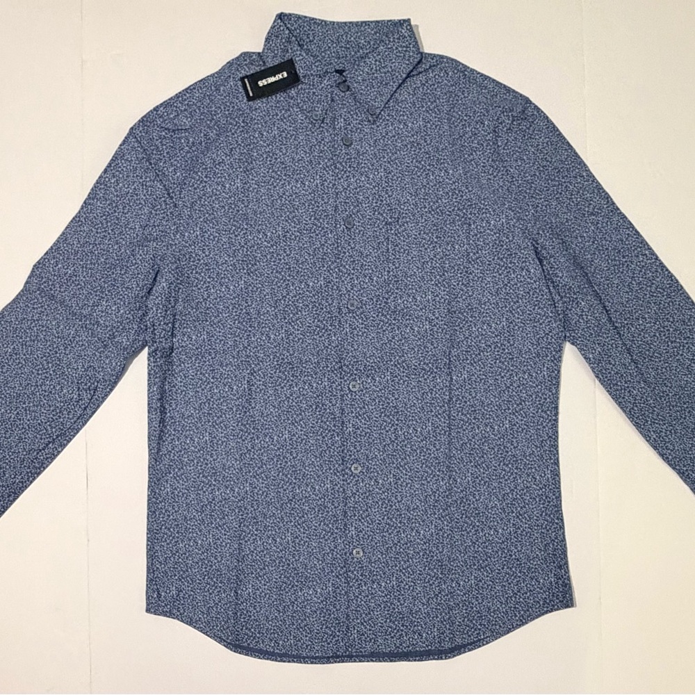 Express Men's Navy Floral Button Down Shirt